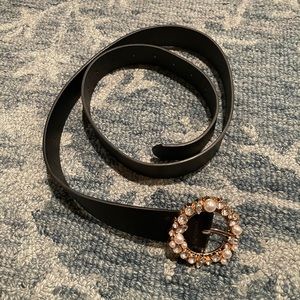 Pearl and rhinestone buckle belt